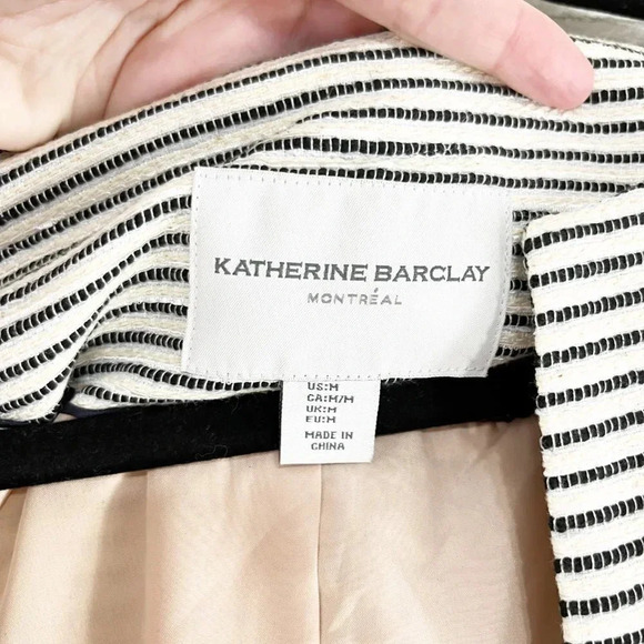 Katherine Barclay Black & Off White Striped Open Front Jacket Women's Medium - Picture 6 of 7